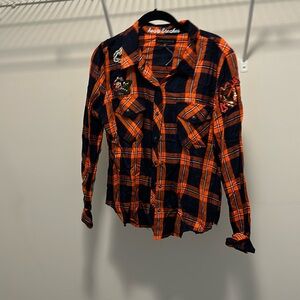 Orange and Navy Plaid Shirt